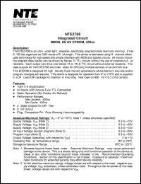 NTE2708 datasheet: Integrated circuit. NMOS, 8K UV EPROM, 450ns. NTE2708