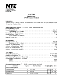 NTE3040 datasheet: Optoisolator. NPN transistor output. NTE3040