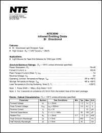 NTE3099 datasheet: Infrared emitting diode Bi-directional. NTE3099