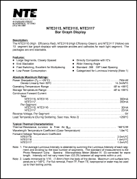 NTE3116 datasheet: Bar graph display. High efficiency green. NTE3116