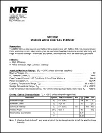 NTE3185 datasheet: Discrete white clear LED indicator. NTE3185