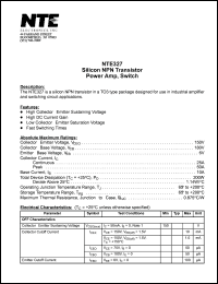 NTE327 datasheet: Silicon NPN transistor. Power amplifier, switch. NTE327