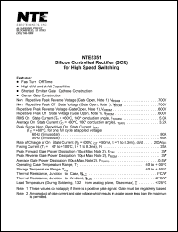 NTE5351 datasheet: Silicon controlled rectifier (SCR). Repetitive peak reverse voltage, Vrrom = 600V. NTE5351