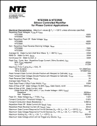 NTE5586 datasheet: Silicon controlled rectiifier for phase control applications. Repetitive peak voltage Vdrm,Vrrm = 600V. RMS on-state current It(rms) = 355A. NTE5586