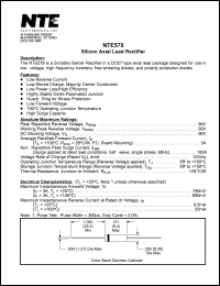 NTE579 datasheet: Silicon axial lead rectifier. NTE579