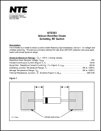 NTE583 datasheet: Silicon rectifier diode, schottky, RF switch. Repetitive peak reverse voltage 70V. Forward continuous current 15mA. NTE583