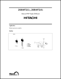 2SB1072(L) datasheet: Bipolar power switching Darlington transistor 2SB1072(L)