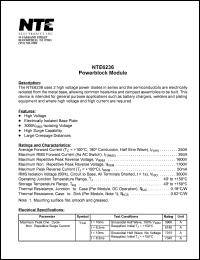 NTE6236 datasheet: Powerblock module. Average forward current 250A. Max repetitive peak reverse voltage 1600V. NTE6236