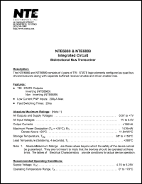 NTE6880 datasheet: Integrated circuit. Bidirectional bus transeiver. Inverting. NTE6880