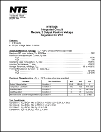 NTE7026 datasheet: Integrated circuit. Module, 2 output positive voltage regulator for VCR. NTE7026