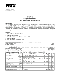 NTE7042 datasheet: Integrated circuit. Bi-directional motor driver. NTE7042