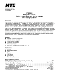 NTE7049 datasheet: Integrated circuit. CMOS-sync generator for TV & video processing systems. NTE7049