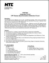 NTE7062 datasheet: Integrated circuit. CRT display synchronization deflection circuit. NTE7062