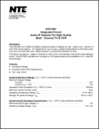 NTE7067 datasheet: Integrated circuit. Audio IF detector fot high quality multi-channel TV & VCR. NTE7067