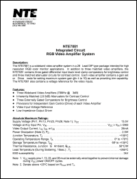 NTE7081 datasheet: Integrated circuit. RGB video amplifier system. NTE7081