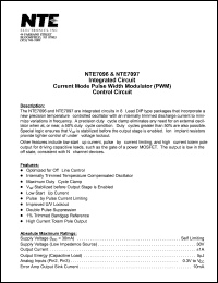 NTE7096 datasheet: Integrated circuit. Current mode pulse width modulator (PWM), control circuit. NTE7096