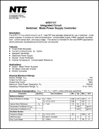 NTE7117 datasheet: Integrated circuit. Switched-mode power supply controller. NTE7117