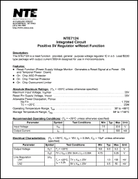 NTE7124 datasheet: Integrated circuit. Positive 5V regulator w/reset function. NTE7124