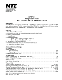 NTE7131 datasheet: Integrated circuit. DC-coupled vertical deflection circuit. NTE7131