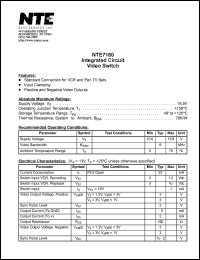 NTE7160 datasheet: Integrated circuit. Video switch. NTE7160