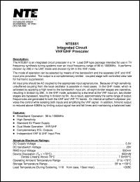 NTE851 datasheet: Integrated circuit. VHF/UHF prescaler NTE851