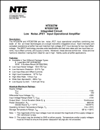 NTE857M datasheet: Integrated circuit. Low - noise JFET - input operational amplifier. NTE857M