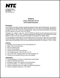 NTE876 datasheet: Linear integrated circuit. LED flasher/oscillator NTE876