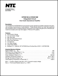 NTE891M datasheet: Integrated circuit. Dual audio operational amplifier. NTE891M