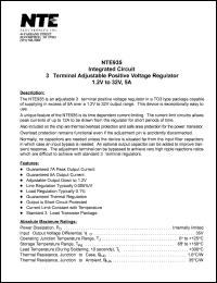 NTE935 datasheet: Integrated circuit. 3-terminal adjustable positive voltage regulator, 1.2V to 32V, 5A. NTE935