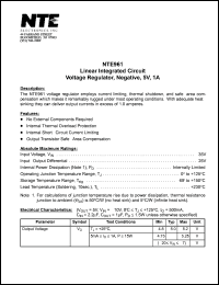 NTE961 datasheet: Linear integrated circuit. Negative voltage regulator, -5V, 1A. NTE961