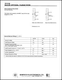 1N4148 datasheet: 75 V, 150 mA, silicon epitaxial planar diode 1N4148