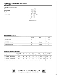 ST1002DG datasheet: Green diffused, 1x5 mm LED lamp ST1002DG