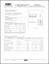 KIA6941S datasheet: Interprogramm sensor for cassette tape player KIA6941S