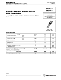 BD437 datasheet: Plastic Medium Power Silicon NPN Transistor BD437