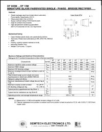 DF04M datasheet: 400 V,1 A miniature glass passivated single-phase-bridge rectifier DF04M