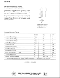 HN9015 datasheet: 30 V,  PNP silicon expitaxial planar transistor HN9015
