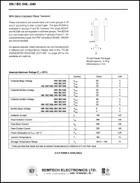 HN/BC546 datasheet: 80 V, NPN silicon expitaxial planar transistor HN/BC546