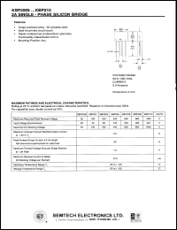 KBP202 datasheet: 200 V, 2 A single-phase silicon bridge KBP202