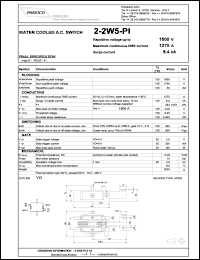 2-2W5-PIS16 datasheet: 1600 V, 1275 A, 8.4 kA water cooled A.C.switch 2-2W5-PIS16
