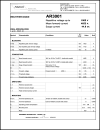 AR3001S10 datasheet: 1000 V, 4655 A, 44.8 kA rectifier diode AR3001S10