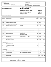 AR2004LTS26 datasheet: 2600 V, 3180 A, 33.6 kA rectifier diode AR2004LTS26