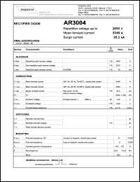 AR3004S26 datasheet: 2600 V, 3345 A, 35.3 kA rectifier diode AR3004S26