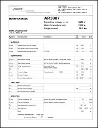 AR3007S30 datasheet: 3000 V, 2300 A, 30.2 kA rectifier diode AR3007S30
