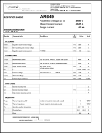 AR649S25 datasheet: 2500 V, 4645 A, 45 kA rectifier diode AR649S25