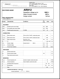AR912S56 datasheet: 5600 V, 645 A, 6.3 kA rectifier diode AR912S56