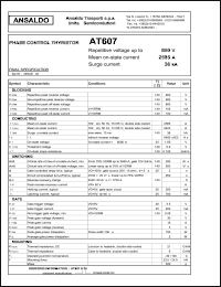 AT607S08 datasheet: 800 V, 2585 A, 36 kA phase control thyristor AT607S08