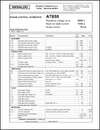 AT655S28 datasheet: 2800 V, 1545 A, 30 kA phase control thyristor AT655S28