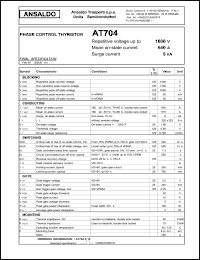 AT704S16 datasheet: 1600 V, 640 A, 8 kA phase control thyristor AT704S16