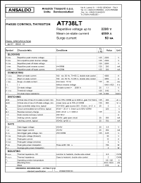 AT738LTS22 datasheet: 2200 V, 4050 A, 60 kA phase control thyristor AT738LTS22