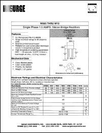 W10 datasheet: 1000 V, 1.5 A single phase, silicon bridge rectifier W10